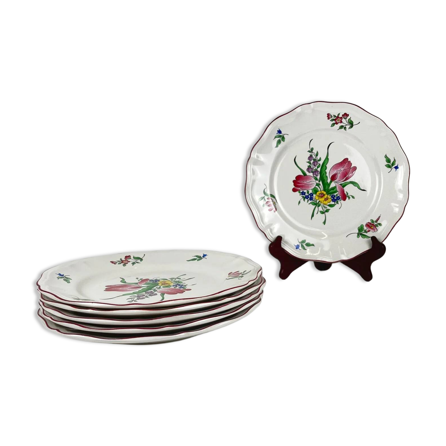 Set of 6 flat plates KG Lunéville – model Réverbère