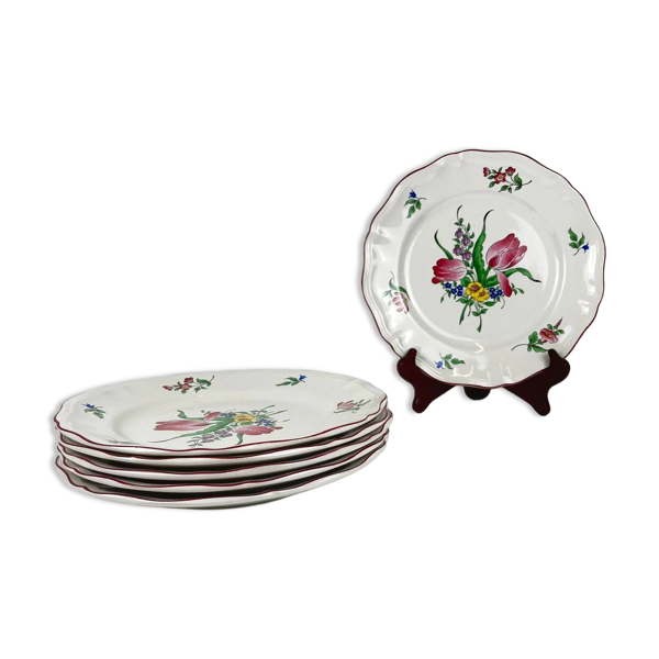 Set de 6 assiettes plates KG Lunéville – modèle Réverbère