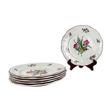 Set de 6 assiettes plates KG Lunéville – modèle Réverbère