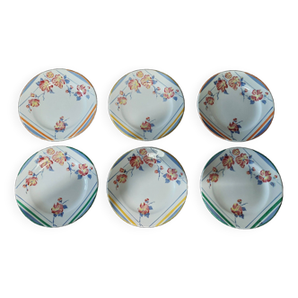 Dessert plates series of six Digoin Sarreguemines May 20th century decor