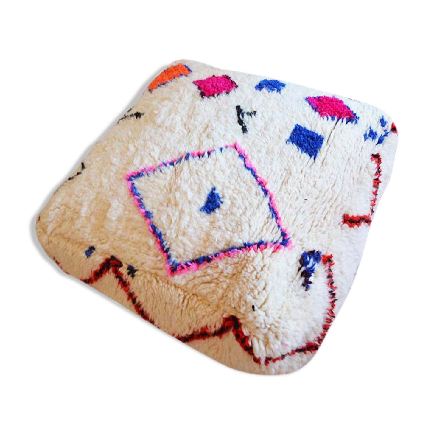 Colorful berber beery poufs azilal 60 x 60 x 20 cm