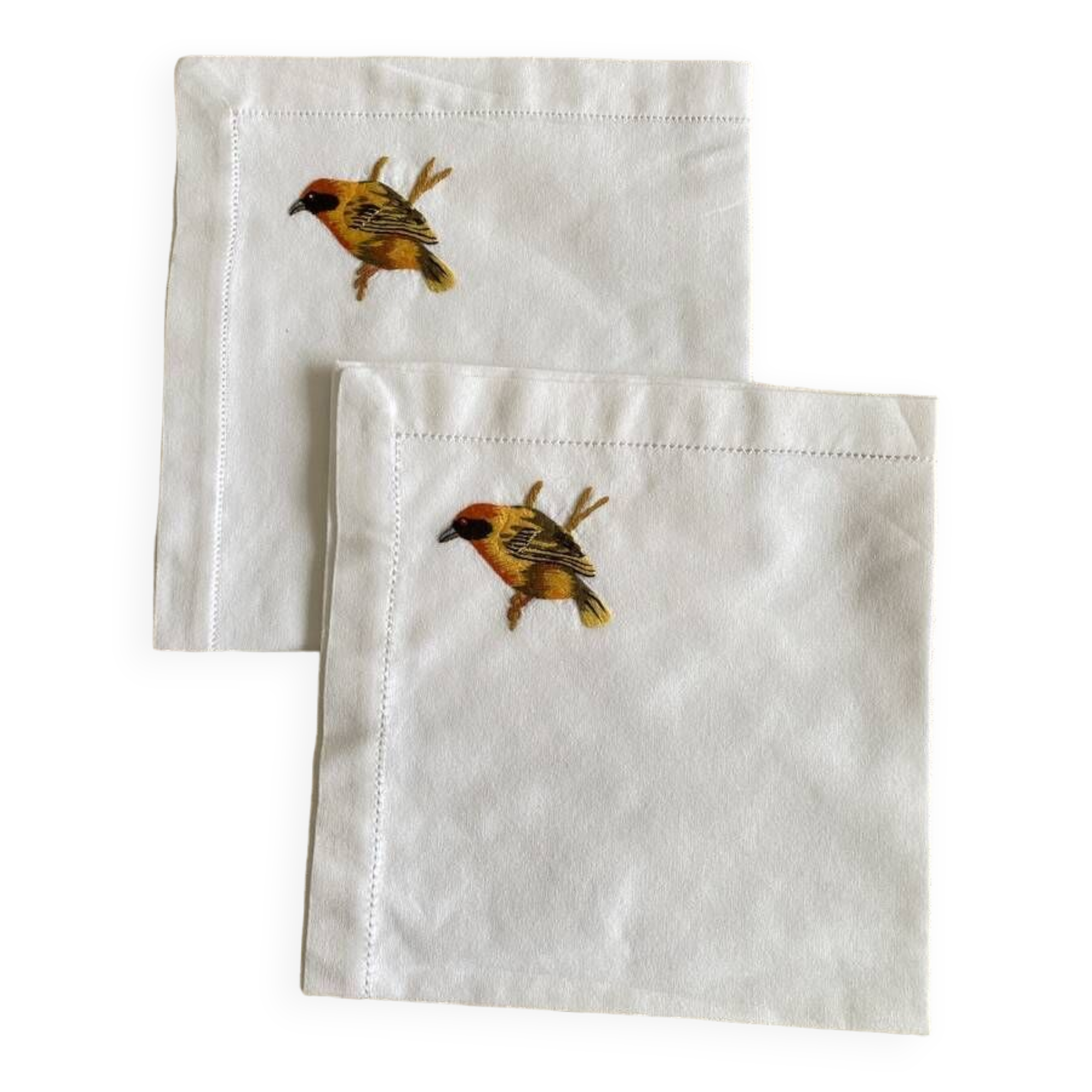 Lot de 2 sets de table et leurs serviettes "oiseaux"