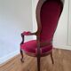 Fauteuil ancien voltaire velour rouge