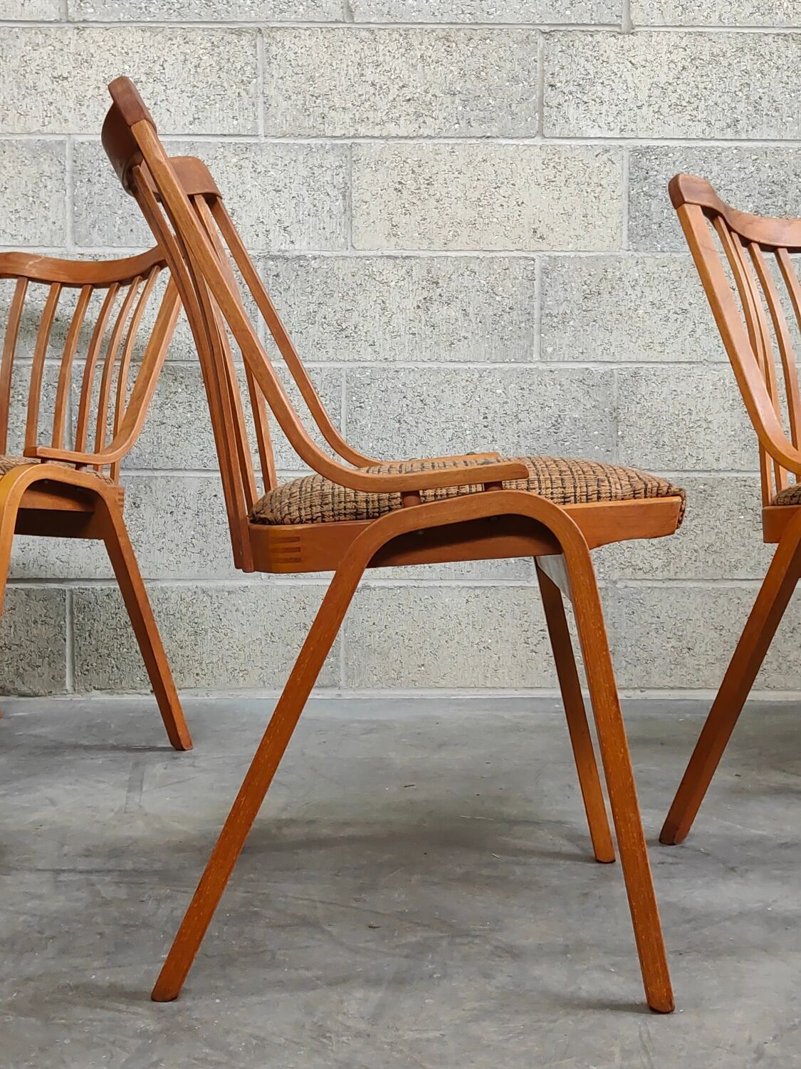 Set of 4 fabric chairs by Ton Bystrice 1960