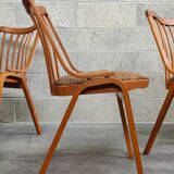 Set of 4 fabric chairs by Ton Bystrice 1960