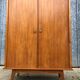 Vintage wardrobe with 2 doors and compass legs, made of oak plywood