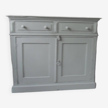 Old sideboard sublimated in verdigris, wooden top.