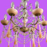 Superb antique brass/glass/opaline Murano chandelier