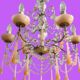 Superb antique chandelier brass/glass/Murano opal.