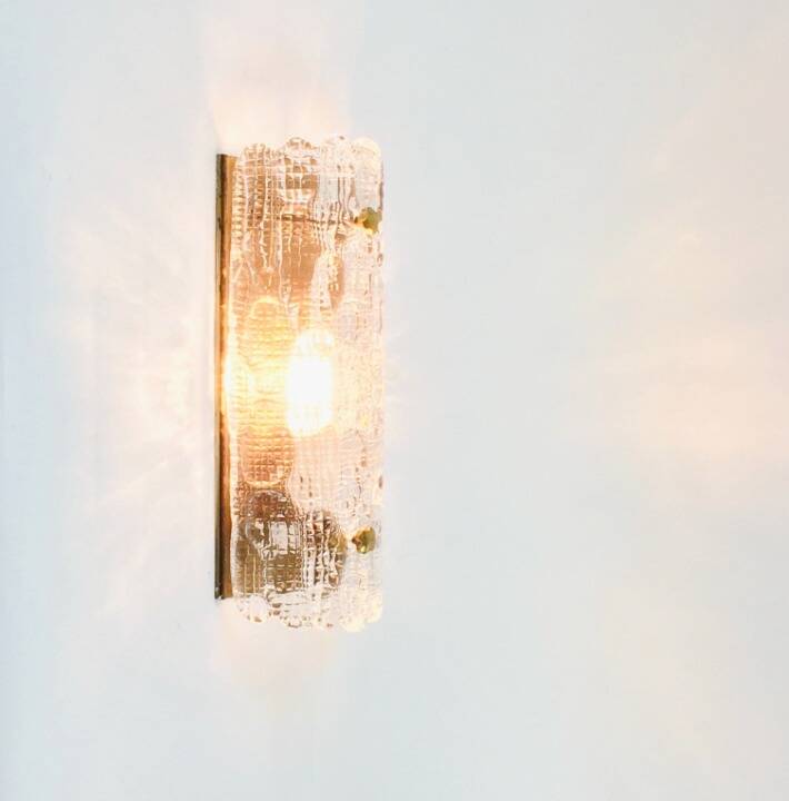 Scandinavian Glass & Brass Wall Light/Sconce by Carl Fagerlund for Orrefors & Lyfa, 1960s