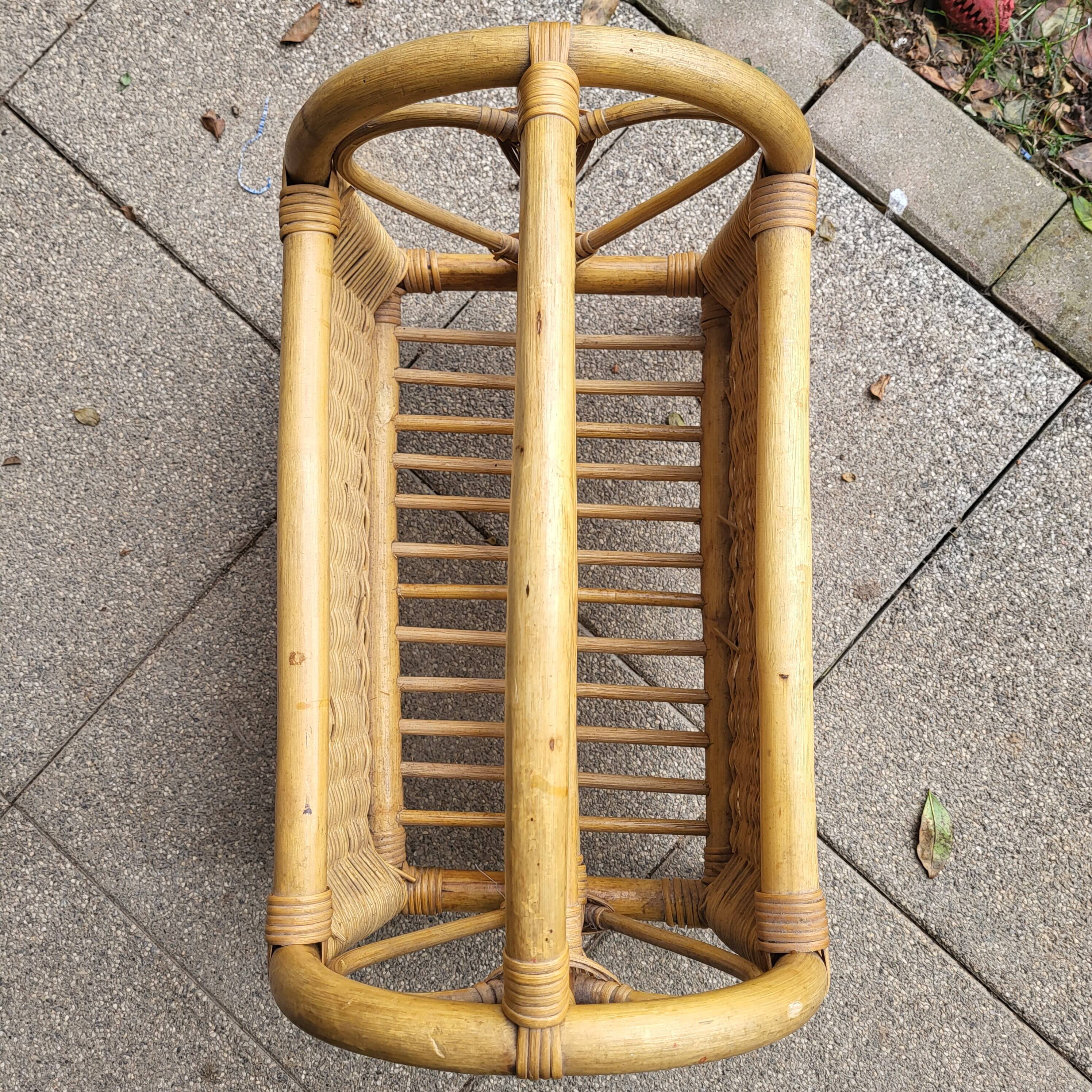Bamboo and wicker magazine rack 1970