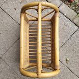 Bamboo and wicker magazine rack 1970