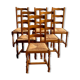 Lot de 6 chaises bois et paille