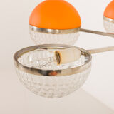 Italian Space Age chandelier with crystal glass shades, 1970s