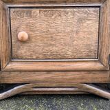 Art Deco bedside table, oak, moustache legs, 1930s