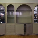 Showcases in lacquered wood, glass and brass  1970s, set of 4