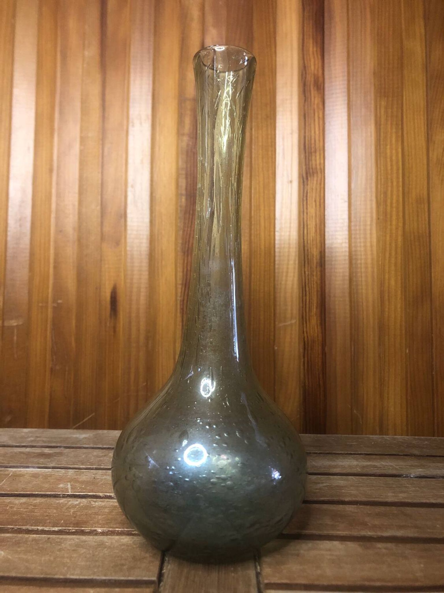Old biot soliflore vase vintage bubble blown glass #a408