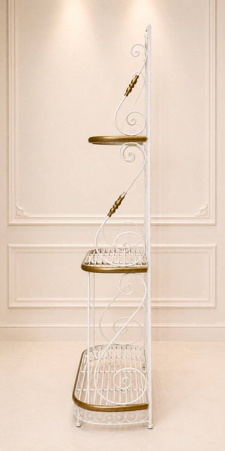 Baker's Shelf – Belle Époque Style – White Lacquered Iron and Brass