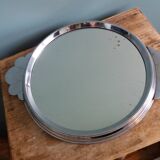 Art Deco silver round mirror tray