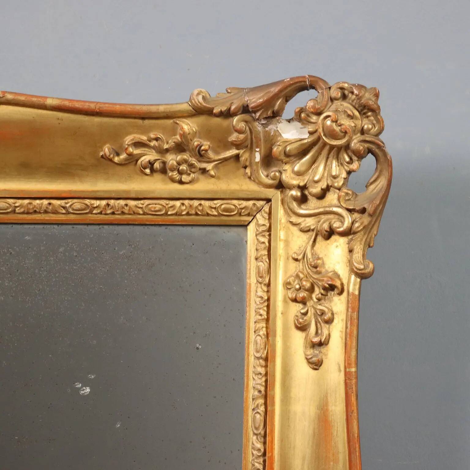 Antique carved wooden mirror, Italy, 19th century
