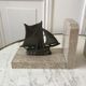 Pair of bookends boats in marble and steel 50s