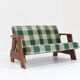Vintage Sofa checkered fabric and wood , Italy