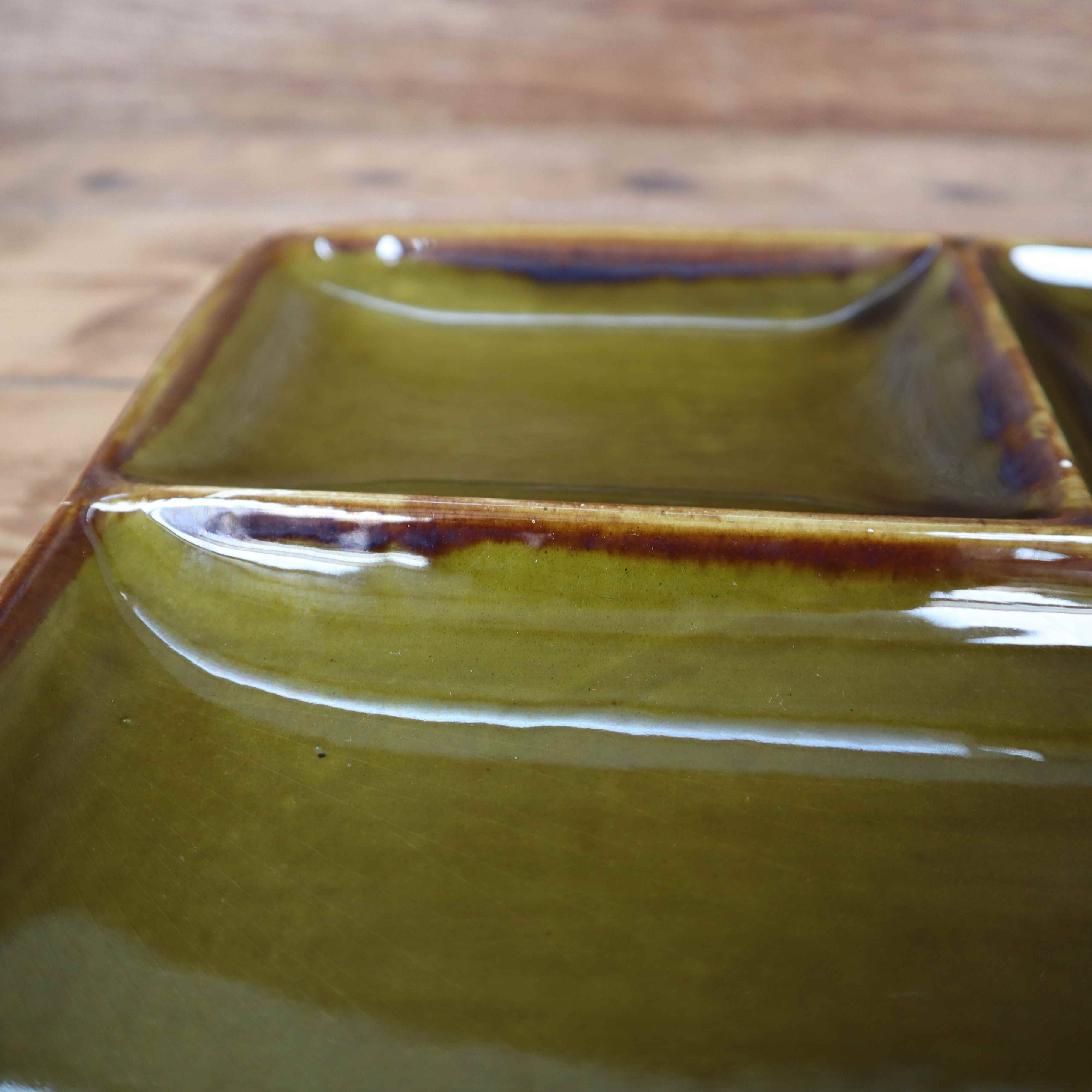 ST Clément compartmentalized dish or plate in olive slip
