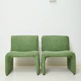 Green velvet armchair, 1970