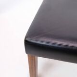 Tabouret en cuir noir et pieds en palissandre, design danois des années 1960