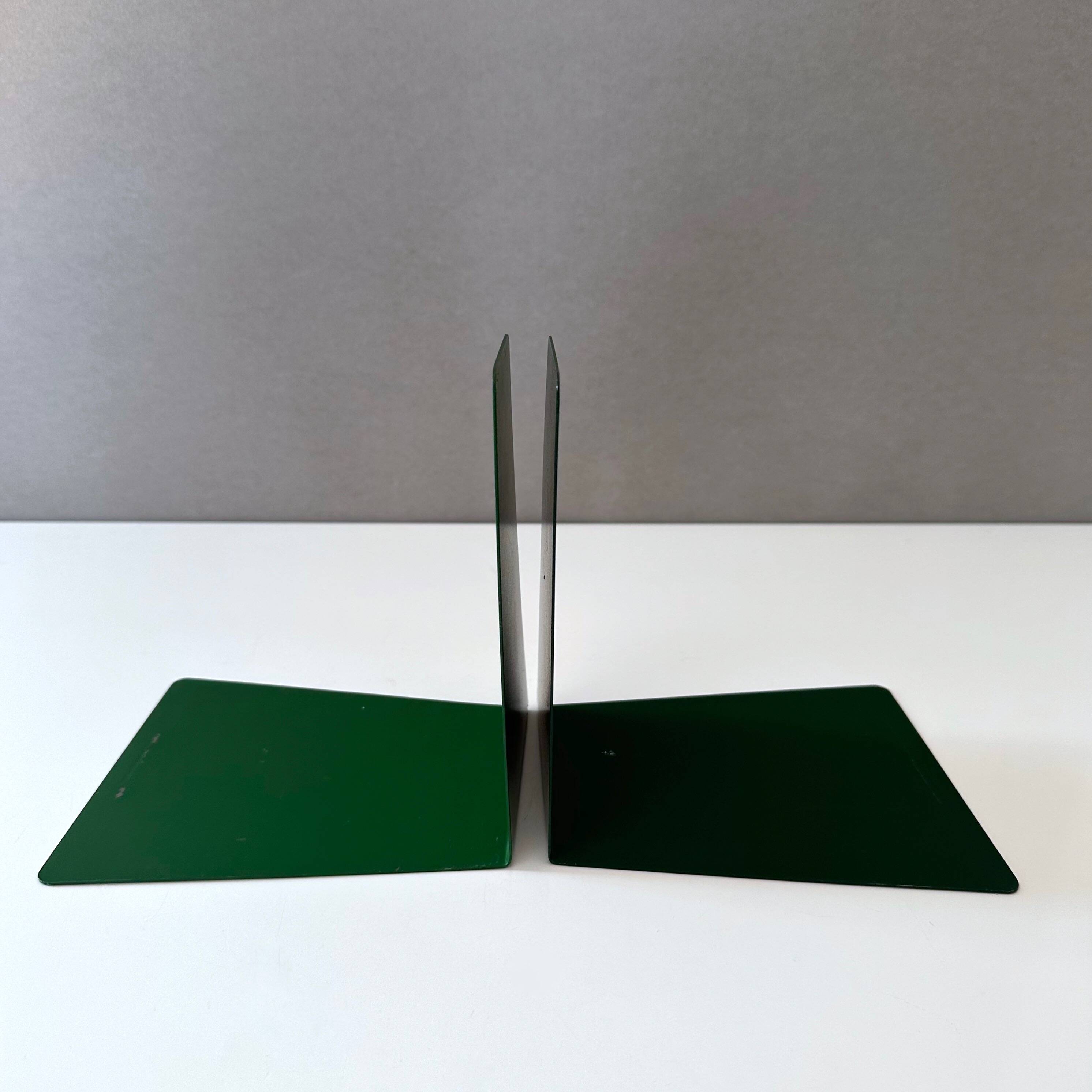 Vintage bookends Soennecken, bookend metal, library, bookshelf, book holder green