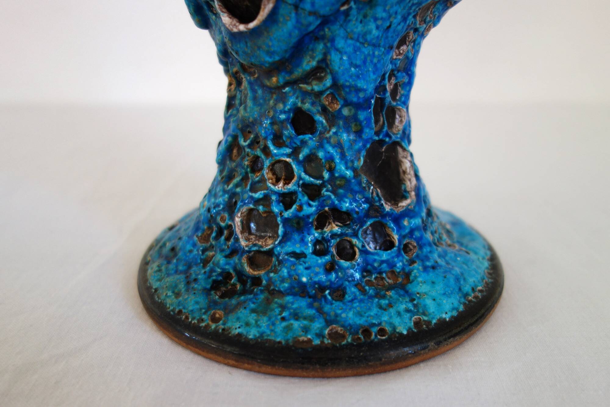 Large Fat Lava enamel vase by Charles Cart, Sea Foam, 1960