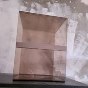 Rectangular piece of furniture or smoked plexiglass coffee table by Michel Dumas.