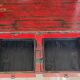 Small antique Chinese buffet (1920-1950) in rustic style, red lacquered, ori
