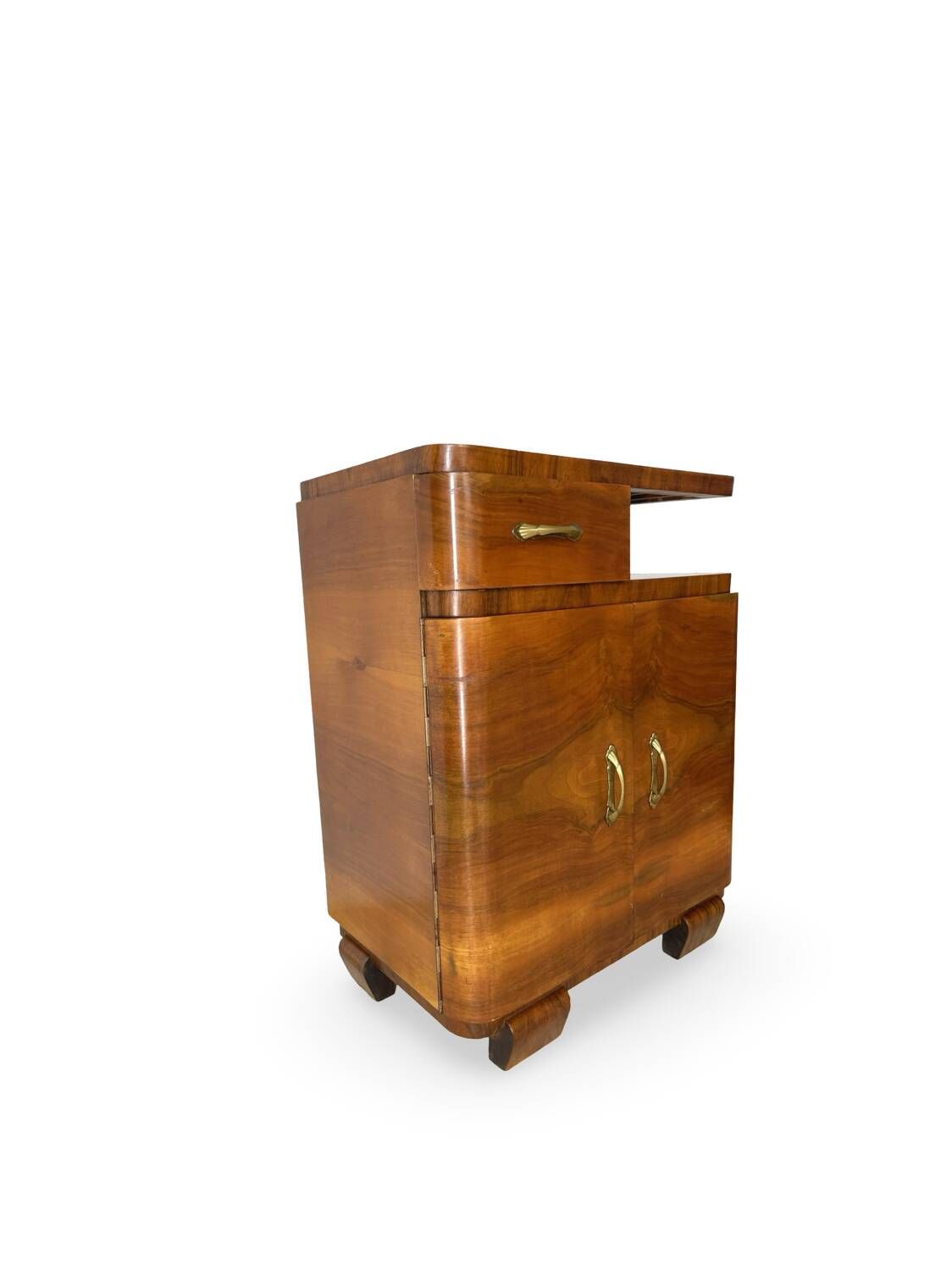 Tables de chevet Art déco italiennes en noyer, années 1940.