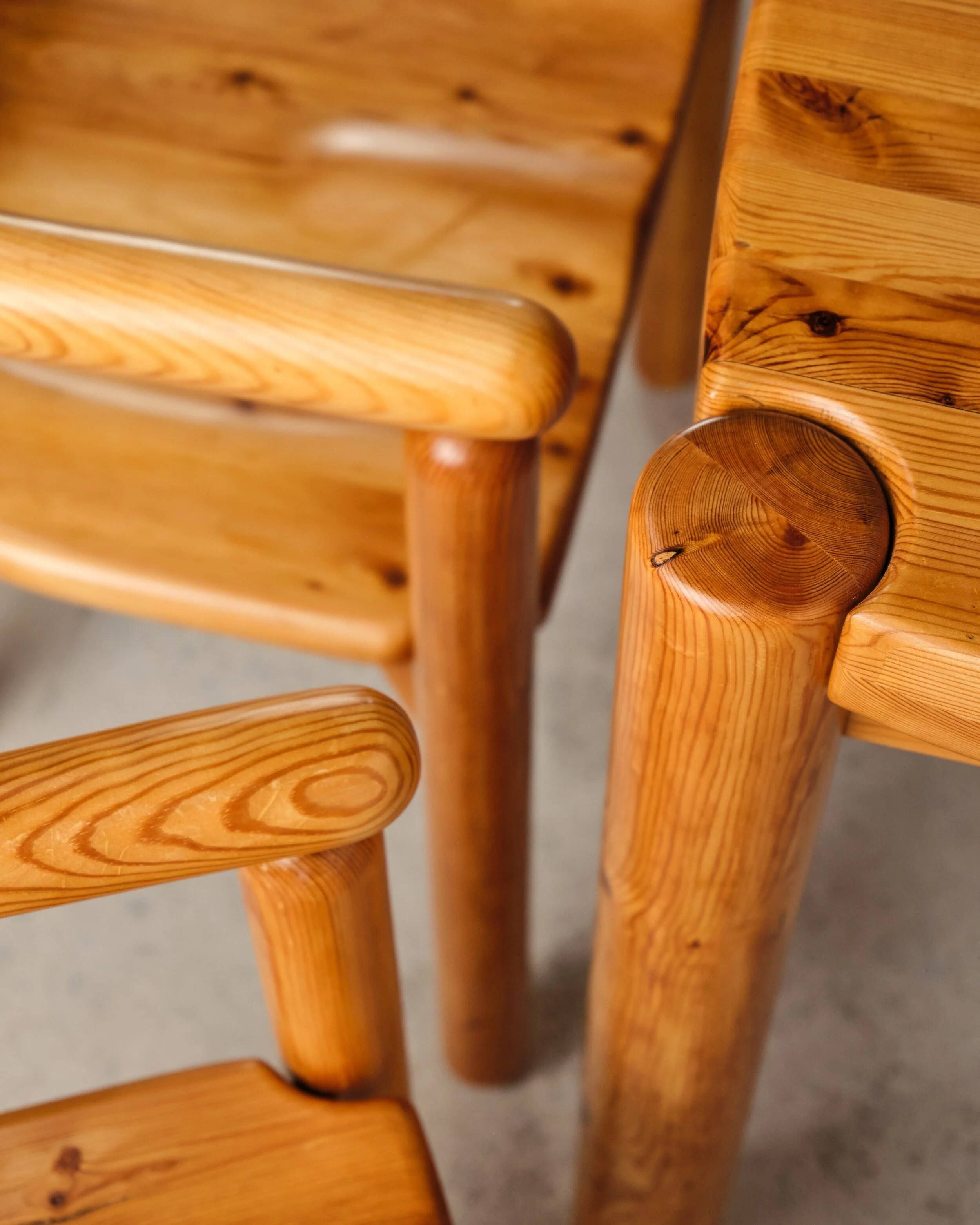 Brutalist table and 6 chairs, Rainer Daumiller, Denmark, 1970s.