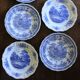 6 romantic blue Lunéville Sarreguemines dinner plates