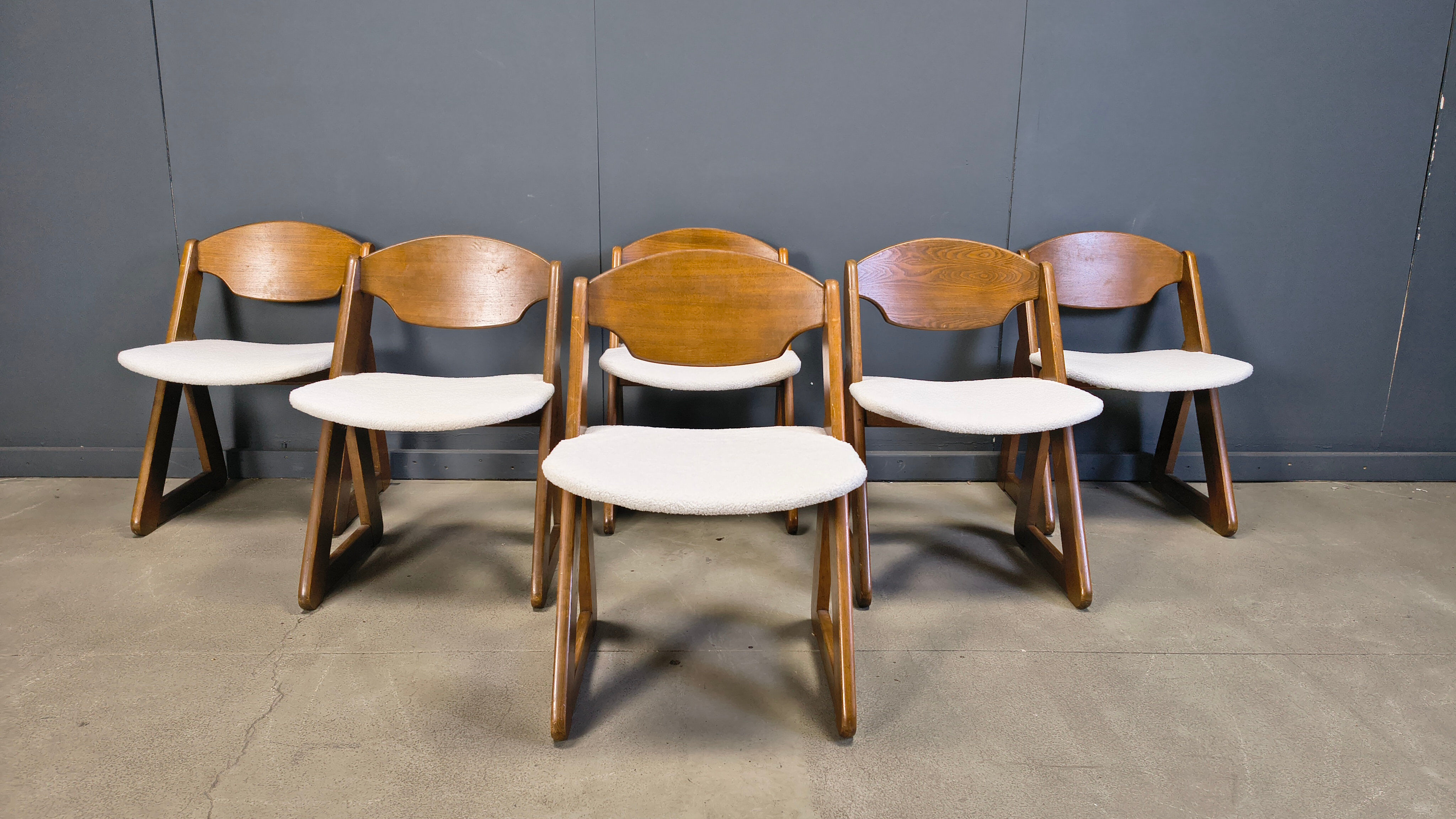 Vintage brutalist dining chairs, set of 6 - 1960s