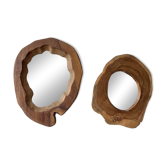 Set of 2 organic brutalist mirrors wood 1950s