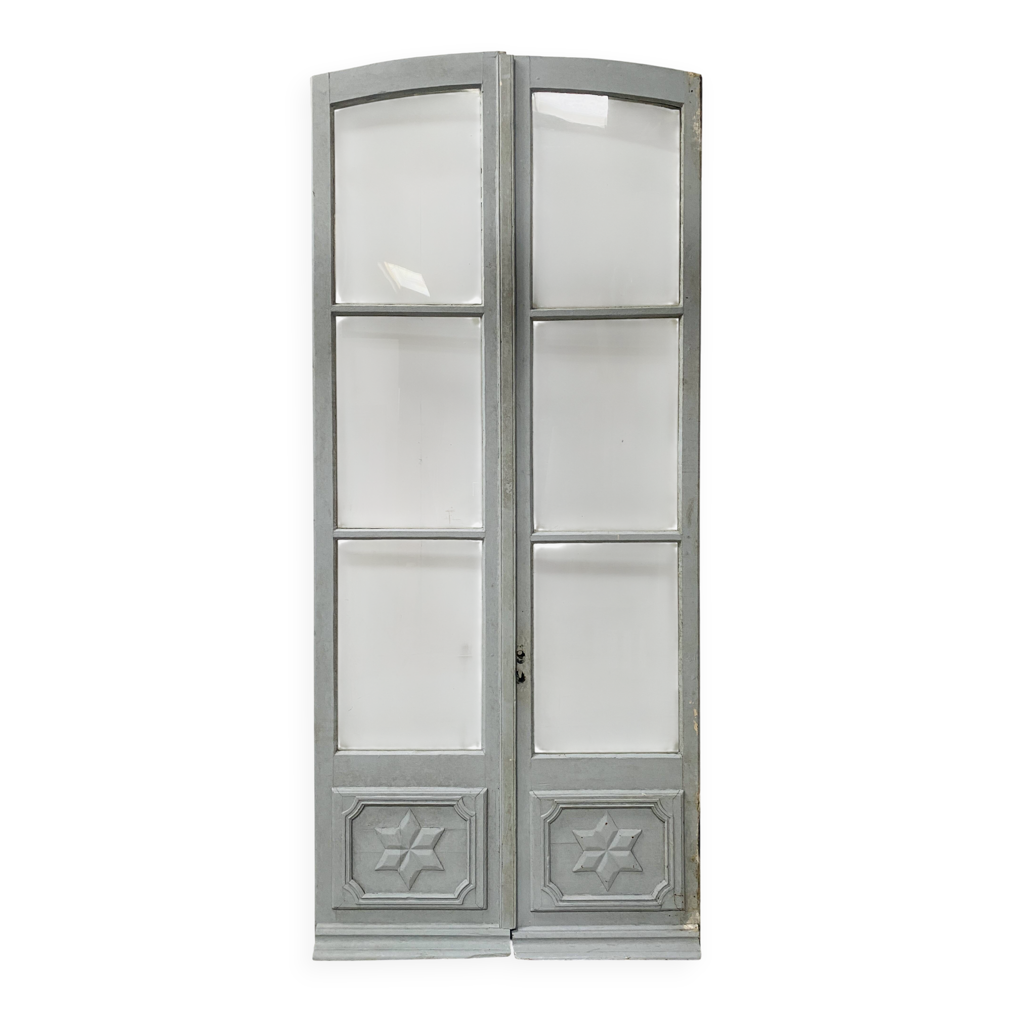 Double portes de passage en bois patiné XIX siècle