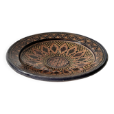 Saladier poterie vintage en céramique signée, travail berbère