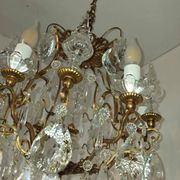 Cage chandelier with 6 light arms and crystal dagger, late 19th century