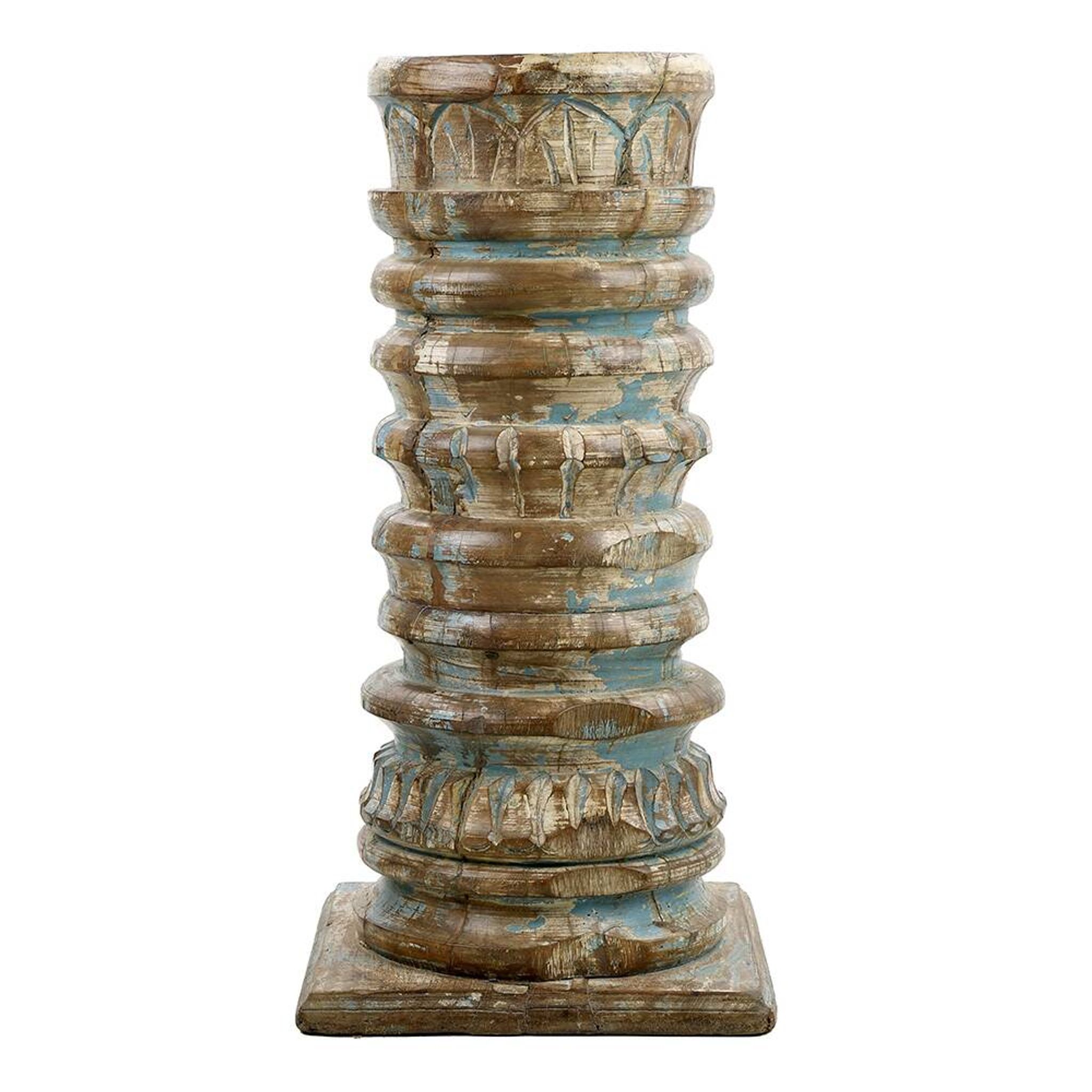 Colonne en bois massif patiné
