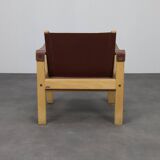 Set of 2 lounge chairs in teak and saddle leather by Karl Heinz Bergmiller for Escriba, Brazil, 1970s