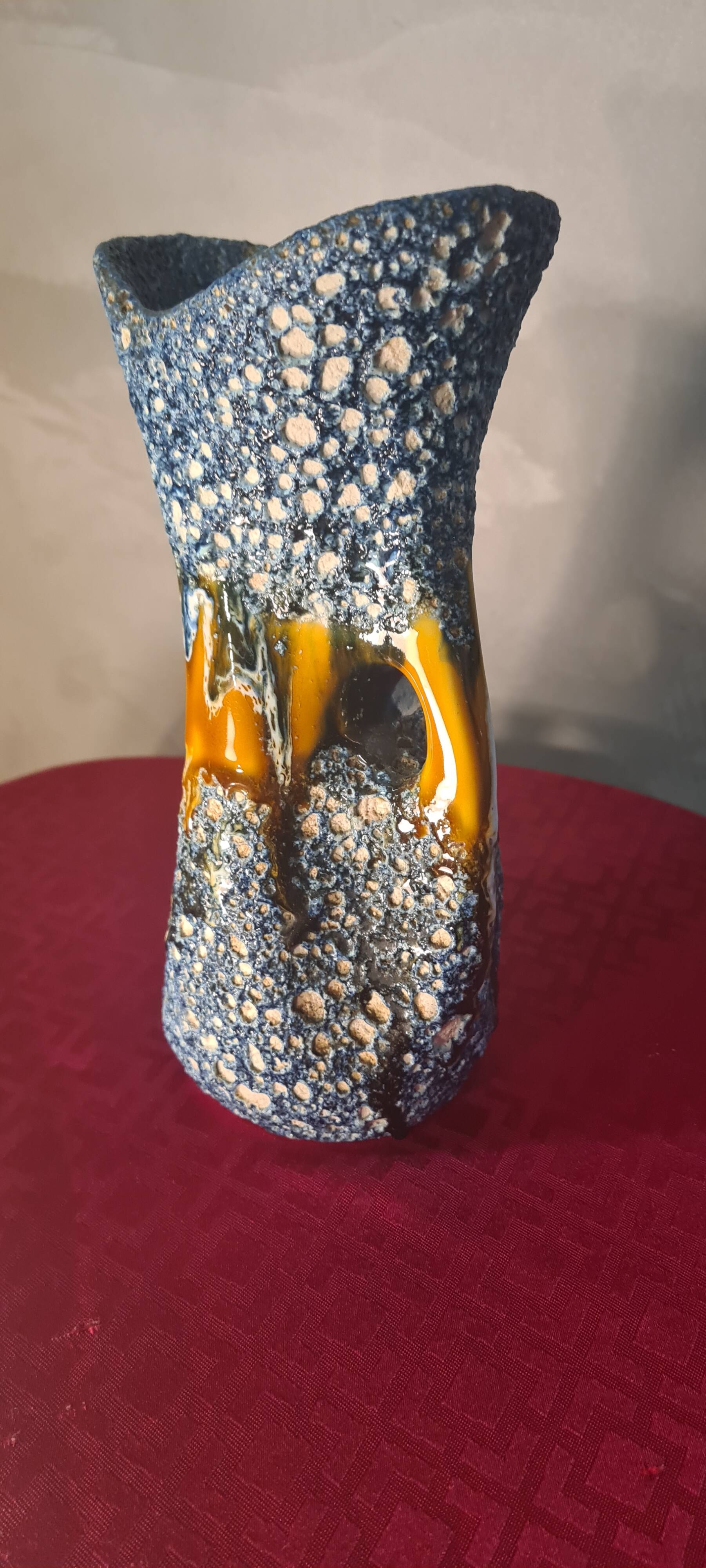 Ceramic vase 1960 In Ceramic Fat Lava Vallauris 25x15 very good condition