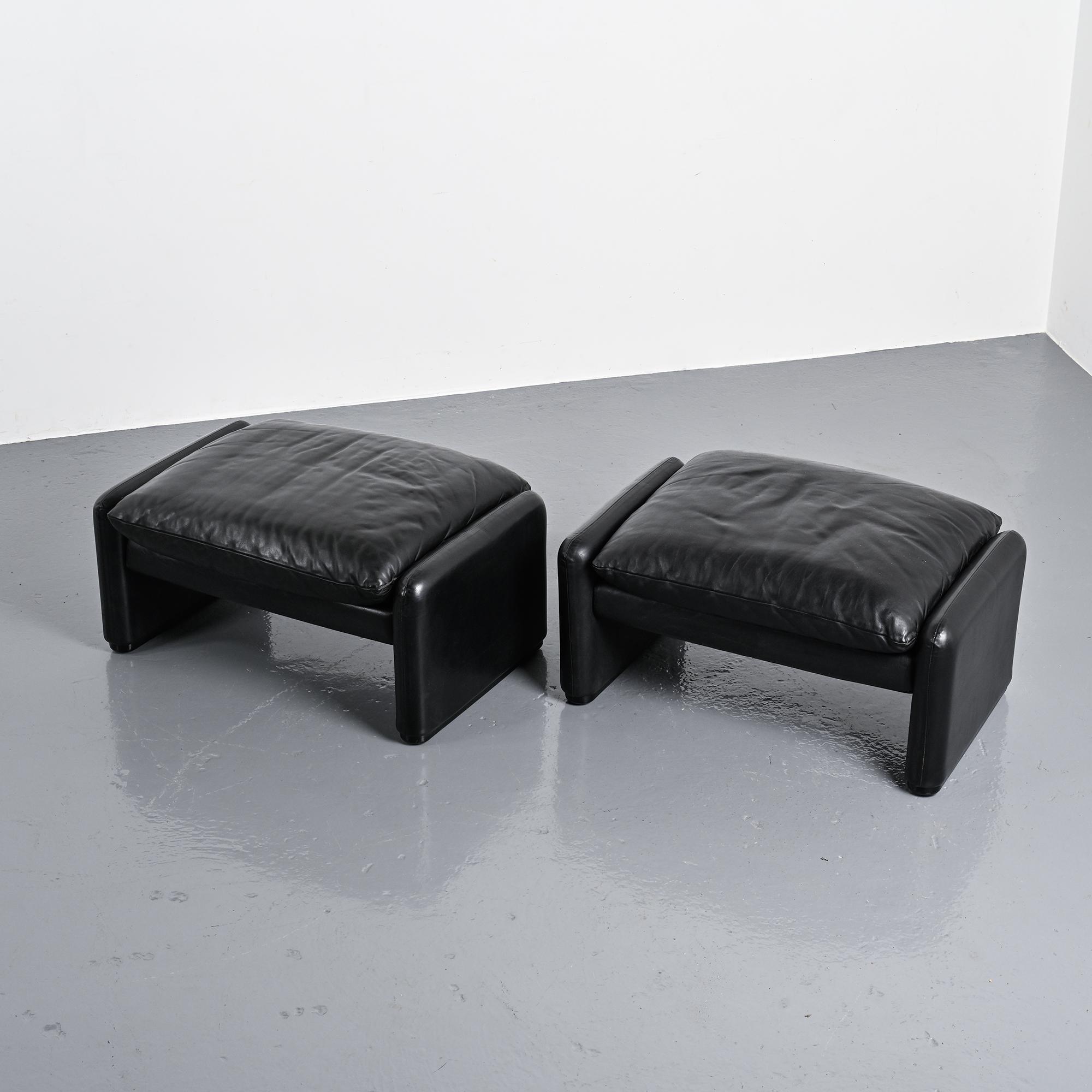 Pair of Maralunga ottomans, Vico Magistretti for Cassina, Italy, 1973