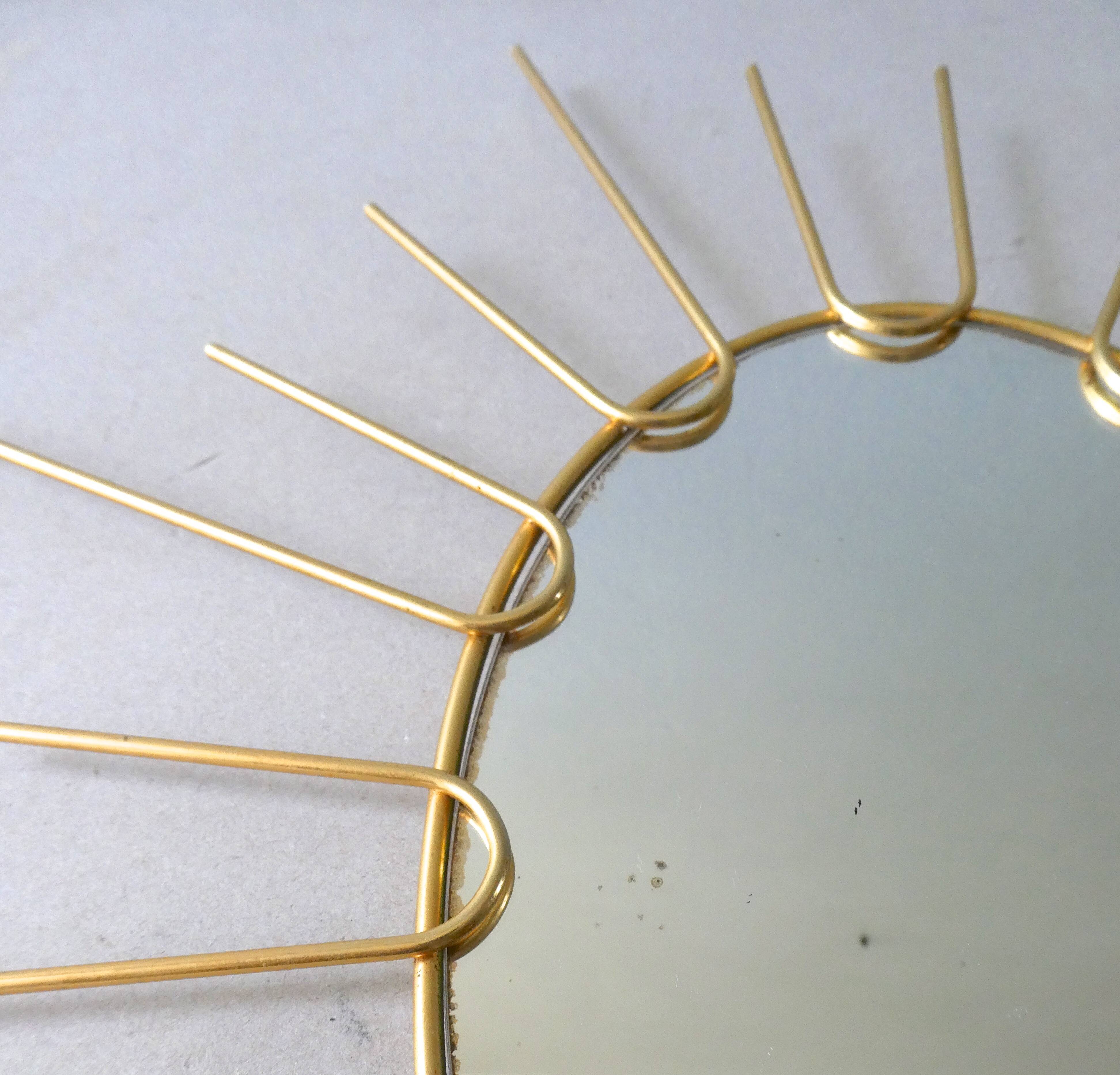 Brass sunglasses mirror from the 70s - 39x43cm