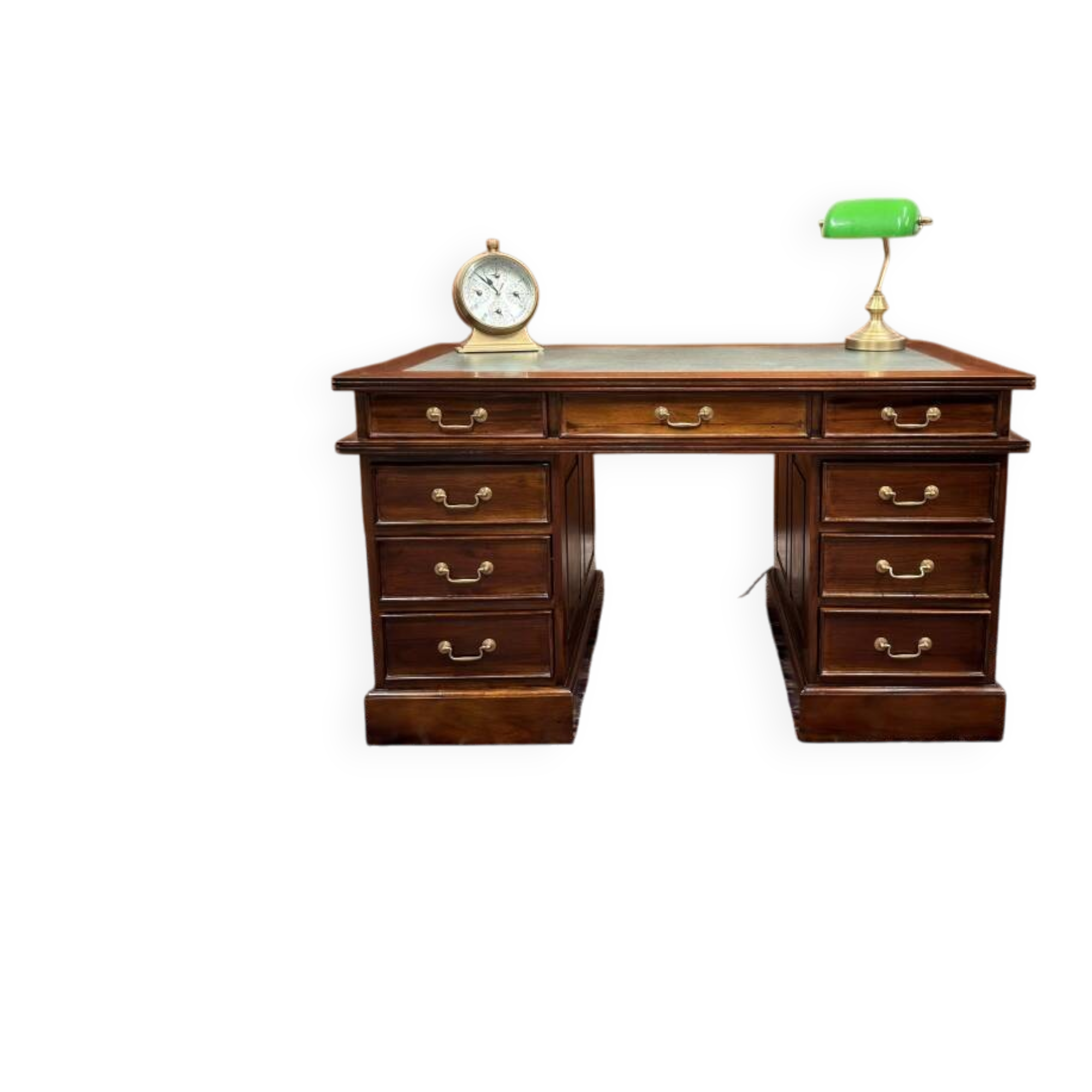 Classic English Desk with Green Leather