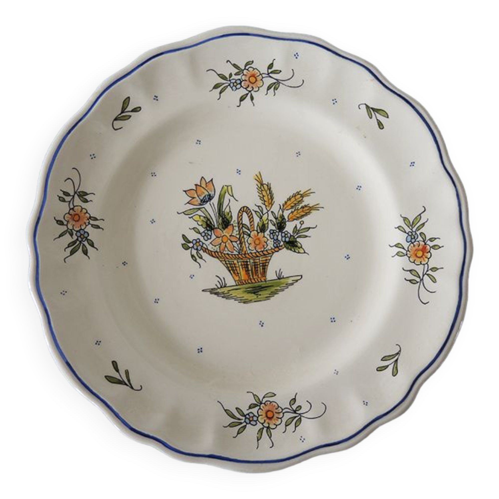 Flat earthenware plate of Desvres