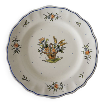 Flat earthenware plate of Desvres