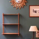 Antique turned wood wall shelf